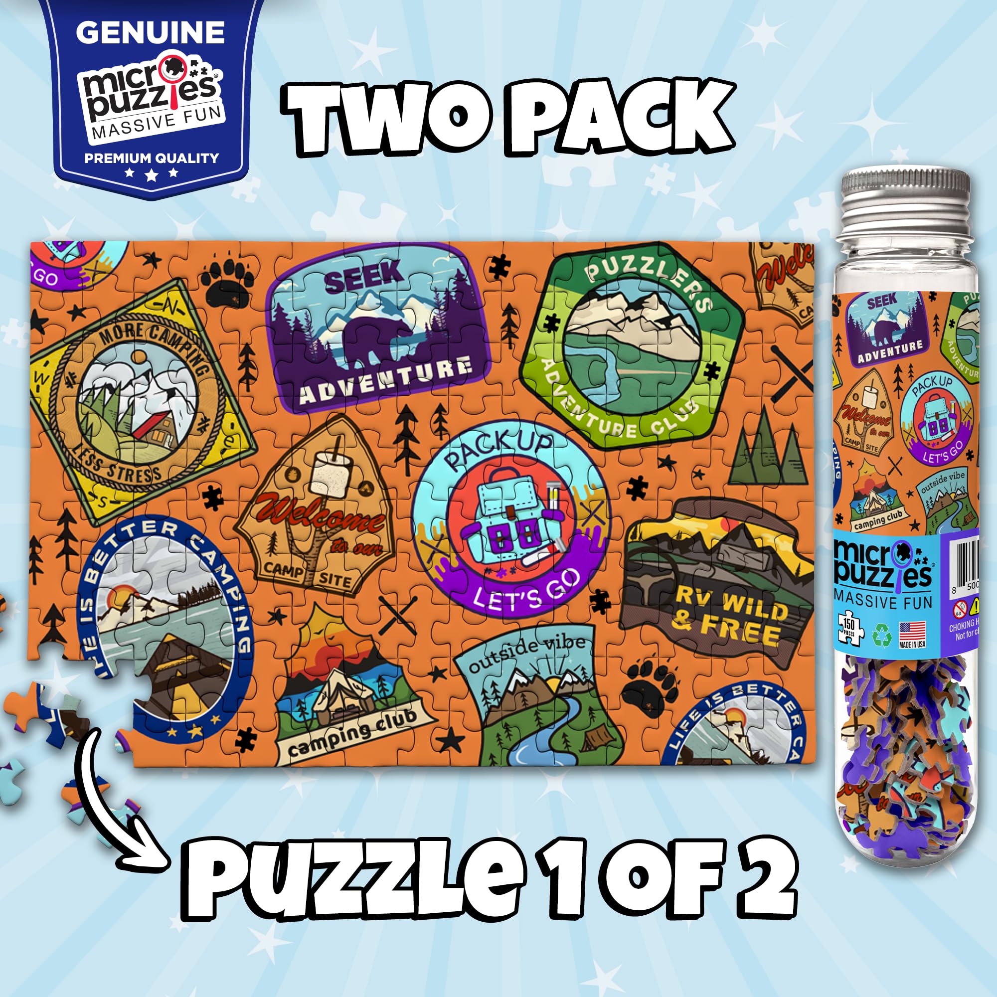 MicroPuzzles "Road Trip" 2-Pack - Mini Puzzles for Adults, 150 Piece Small Puzzles for Adults and Teens - 4" x 6" Inch, Compact and Challenging Portable Jigsaw Puzzles for Travel and Relaxation - Image 2