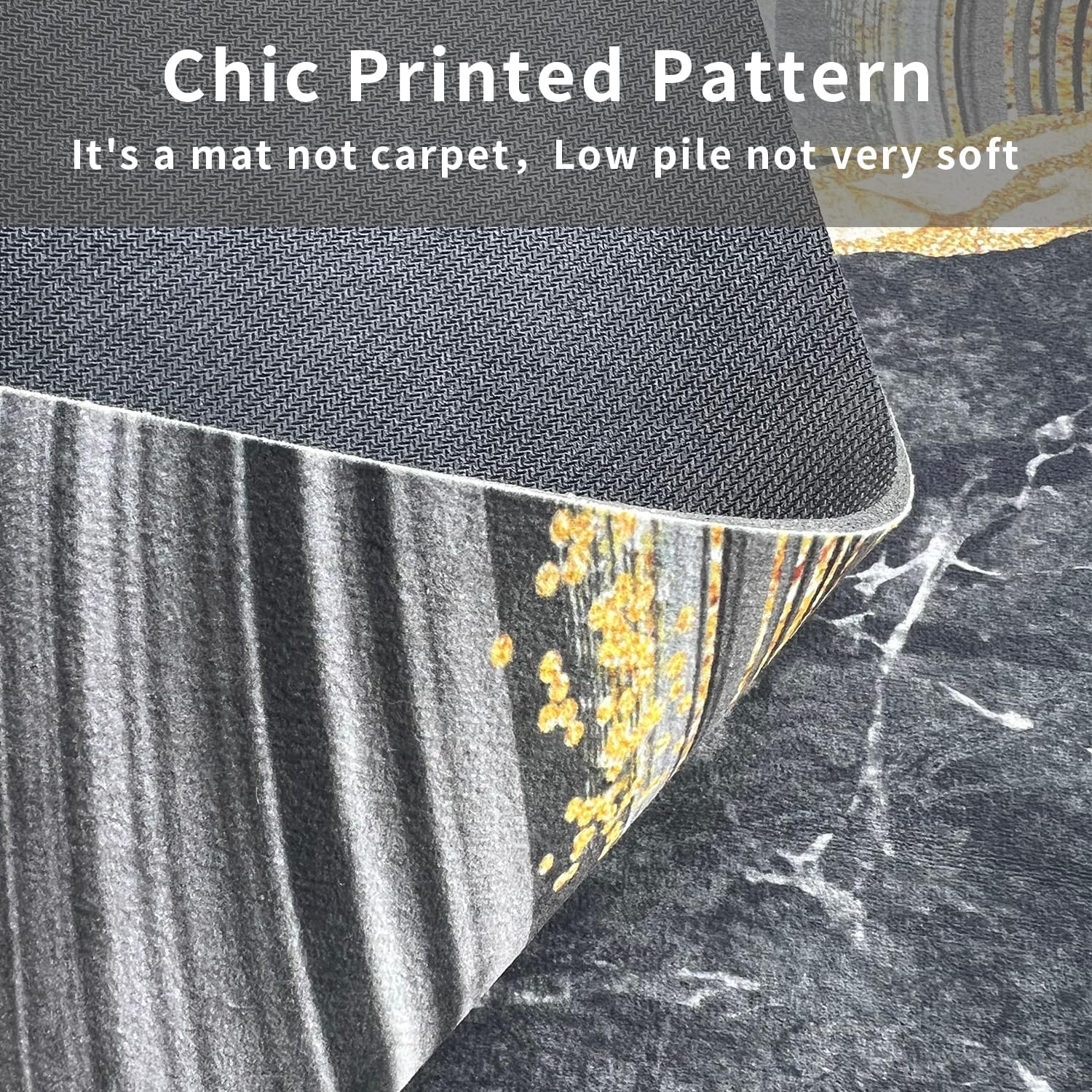 Grey Gold Marble Bathroom Mats Rugs Sets 3 Piece, Abstract Bath Mat Quick Dry Thin Rubber Back Diatomaceous Earth Rugs with U-Shaped Contour Toilet Mat for Bathroom Decor Floor Shower Room