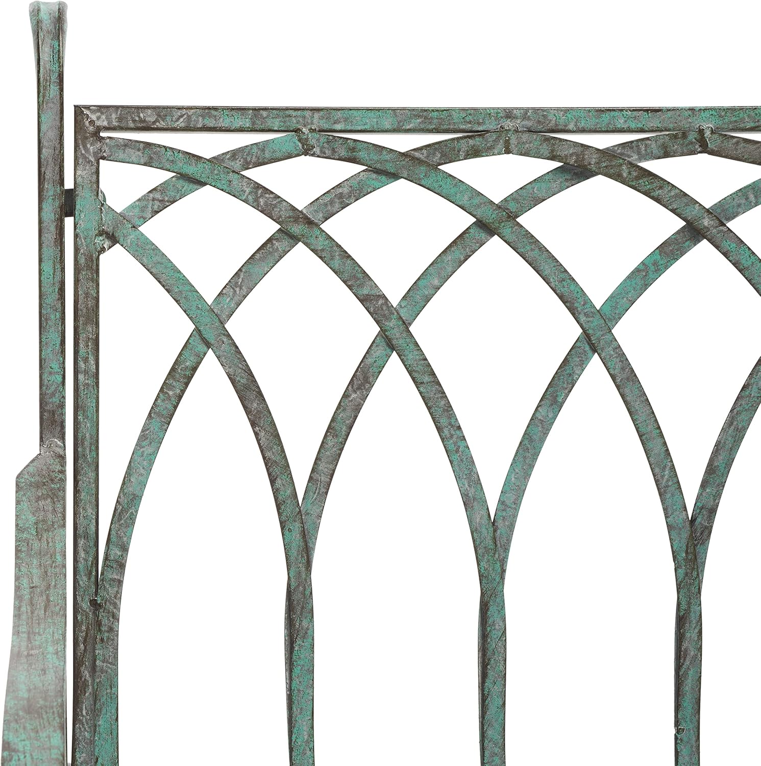 SAFAVIEH Outdoor Collection Medrano Victorian Antique Dark Green Wrought Iron Rocking Chair
