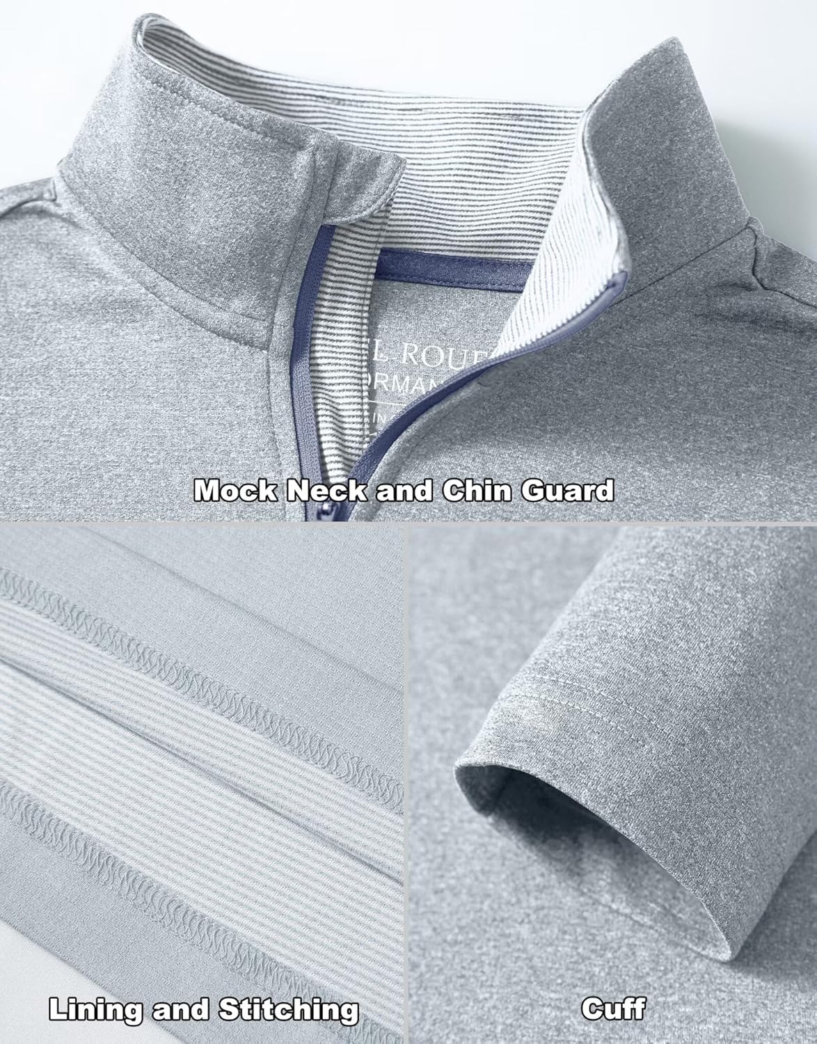 MICHEL ROUEN Quarter Zip Pullover Men Long Sleeve Dry Fit Moisture Wicking 1/4 Zip Pullover Mens Mock Neck Heather Sweatshirt - Image 5