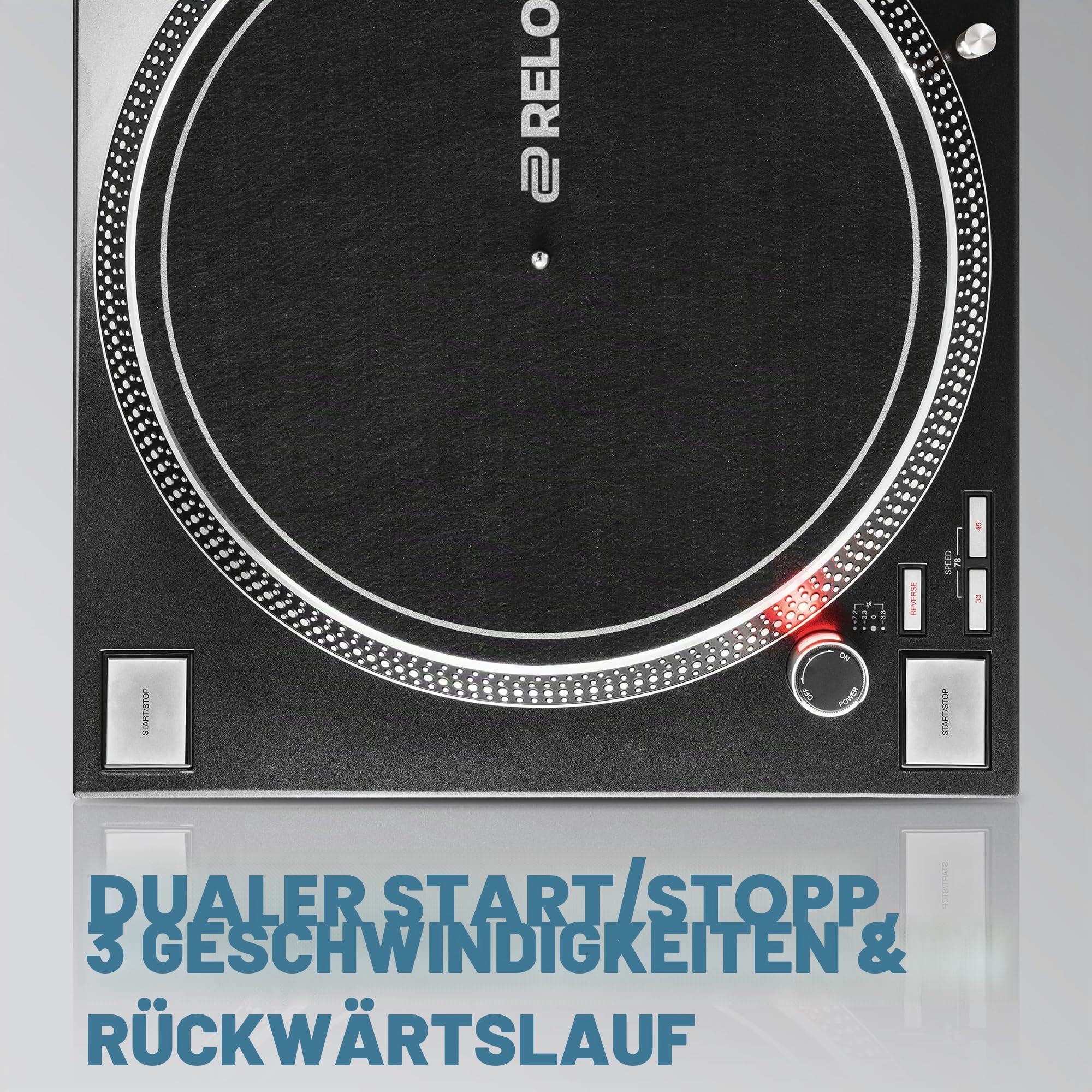 Reloop RP-7000 MK2 – Professioneller DJ Plattenspieler mit Upper Torque Quartz Direktantrieb, Neuer Tonarmbasis, S-Tonarm, hochauflösende Pitch Sektion mit digitalem Fader, schwarzmetallic