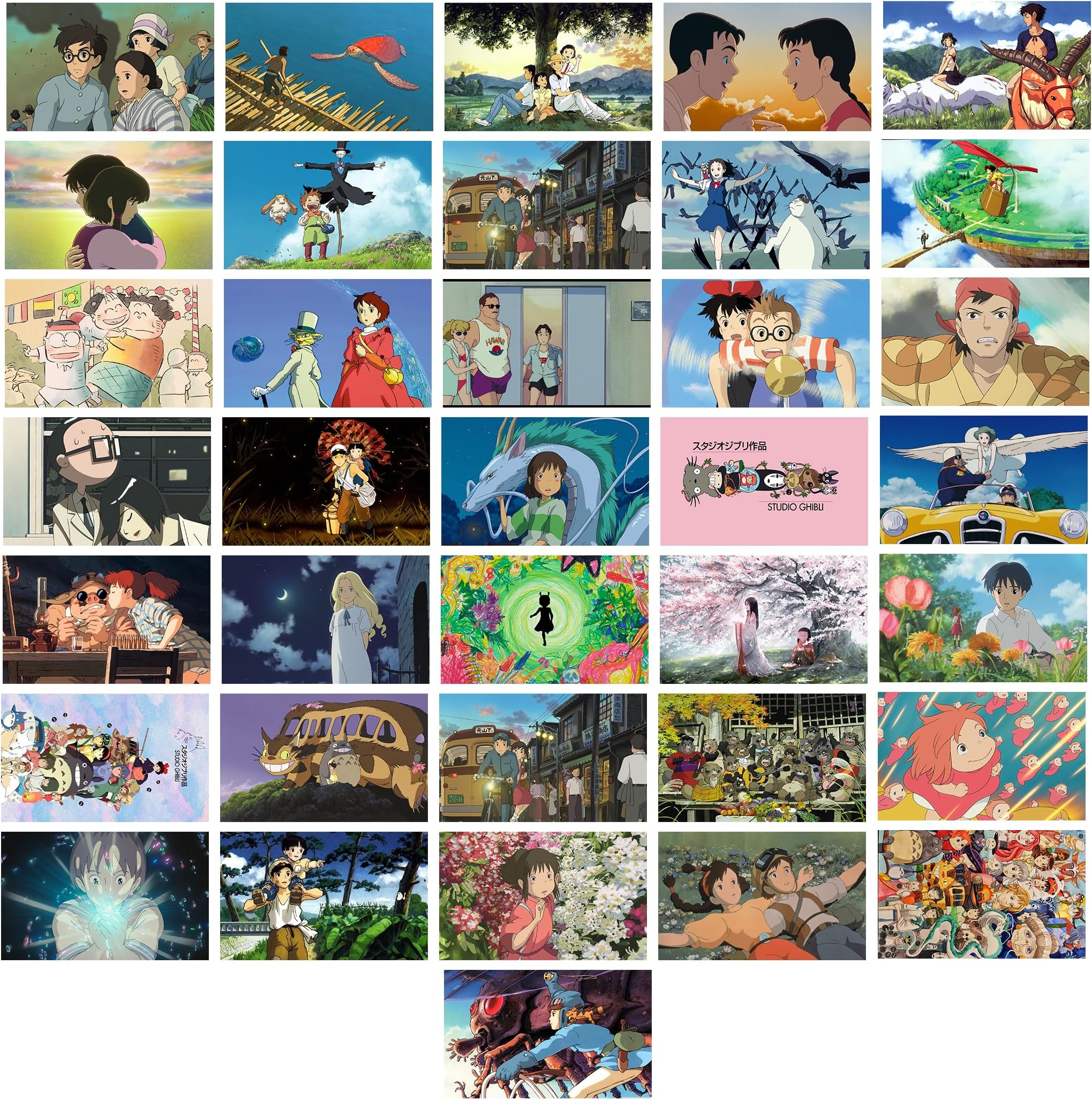 Paper Ghibli Poster - Studio Anime Movie Set Of 36 6X4 Inch 300 Gsm Merchandise Postcards Home Decor Wall Collage Kit Aesthetic Posters, Self-Adhesive