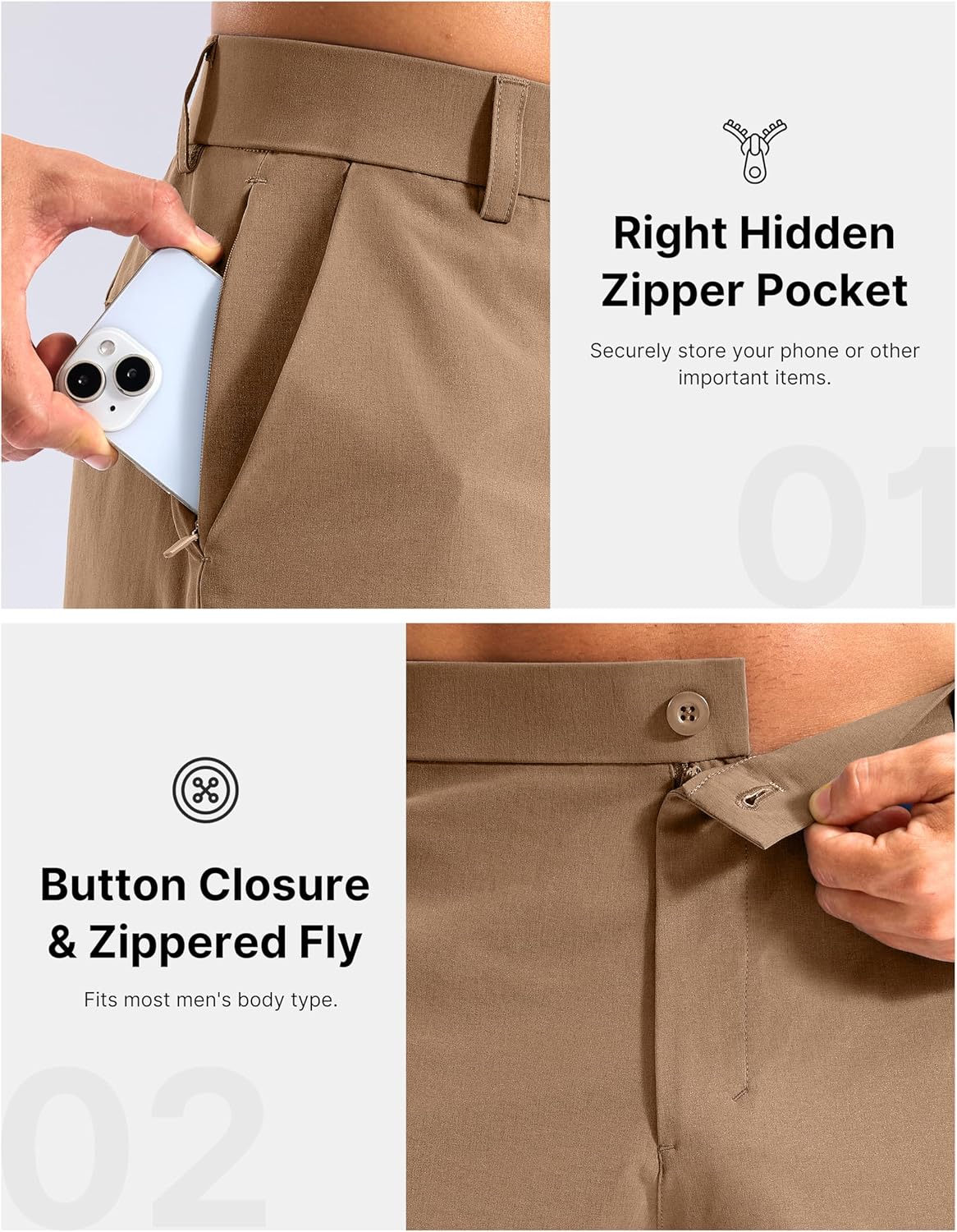 Men's Classic Fit Golf Shorts with 5 Pockets 11" Inseam Dress Stretch Lightweight Quick Dry Shorts for Casual Work - Image 4