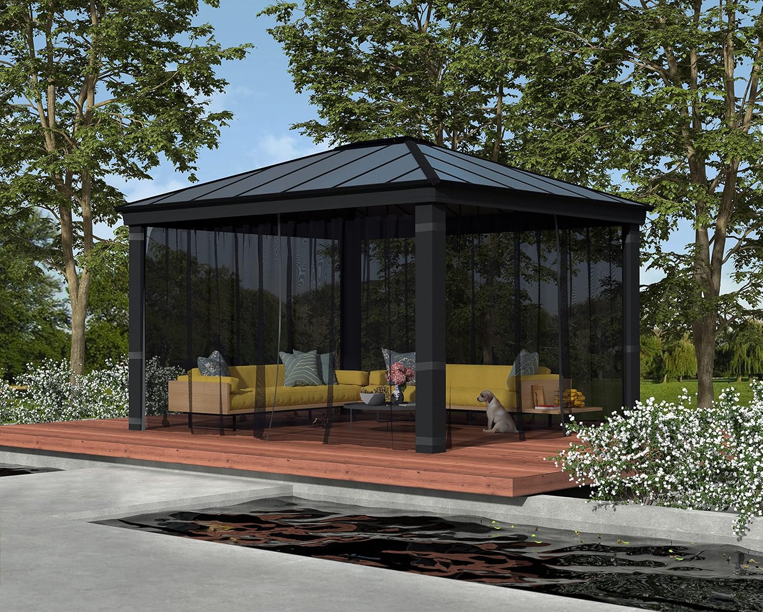 Palram - Canopia 12 Ft. x 14 Ft. Netting Set for Dallas 12x14 Gazebo, Screens to Provide a Bug-Free Outdoor Space with Unblocked Views & Airflow, Easy DIY Installation, Washable - 4 Pc. (NETTING ONLY)