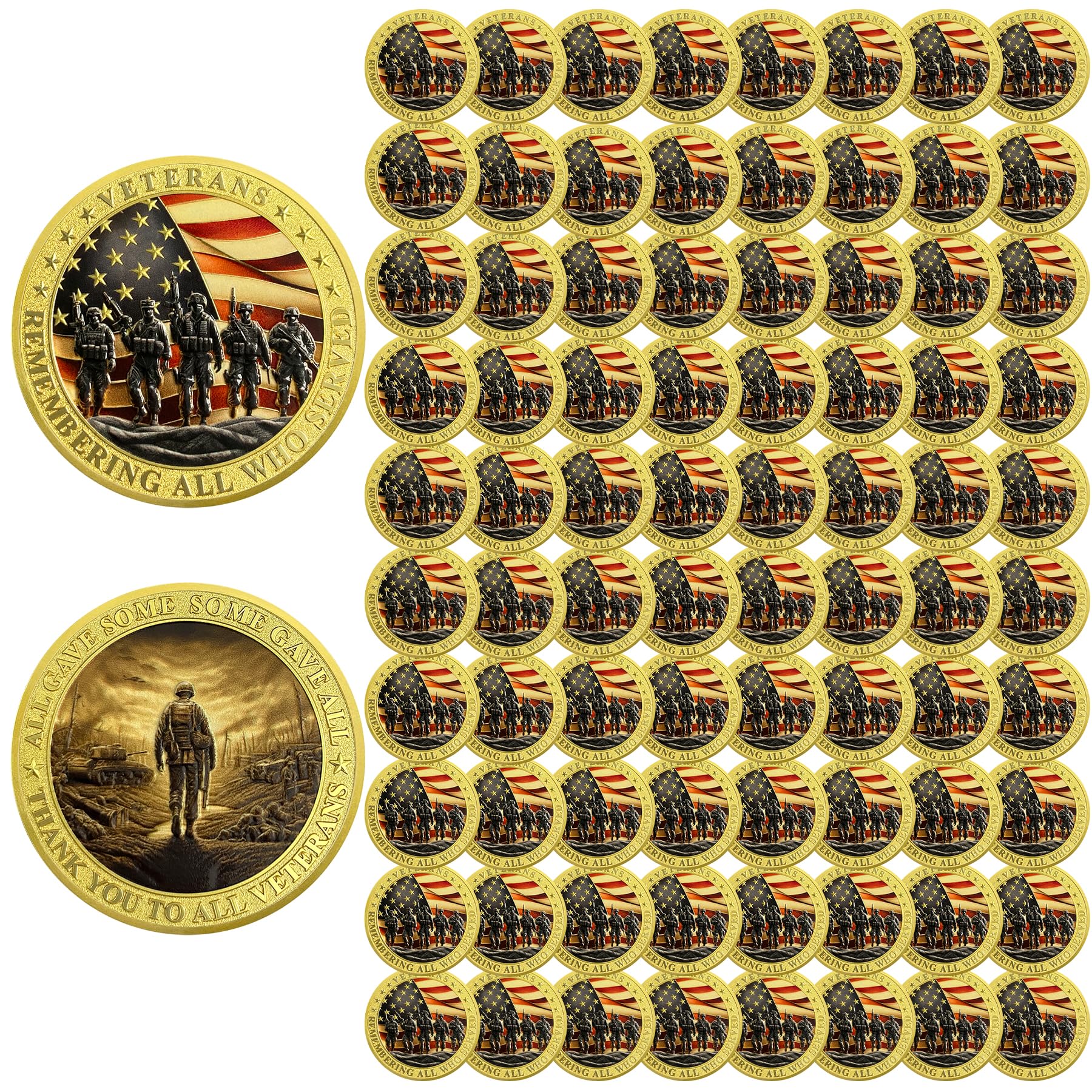AtSKnSK 82 PCS Military Challenge Coin Remembering Veteran Appreciation All Who Served Veteran's Day Gifts Veteran Gifts Bulk