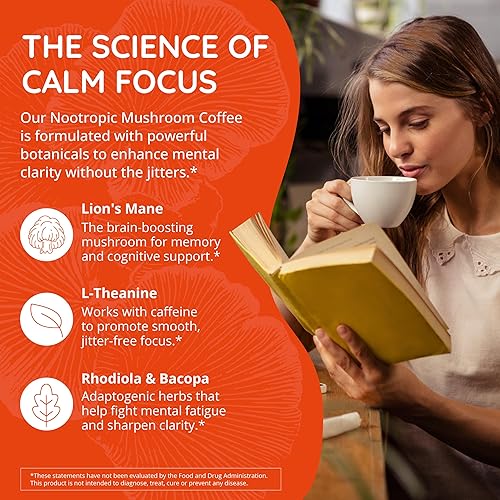 Miniatura 7 de Café de hongos con 125 mg de cafeína, melena de león, cordyceps, reishi y chaga  Café instantáneo de hongos nootrópicos adaptógeno para energía y