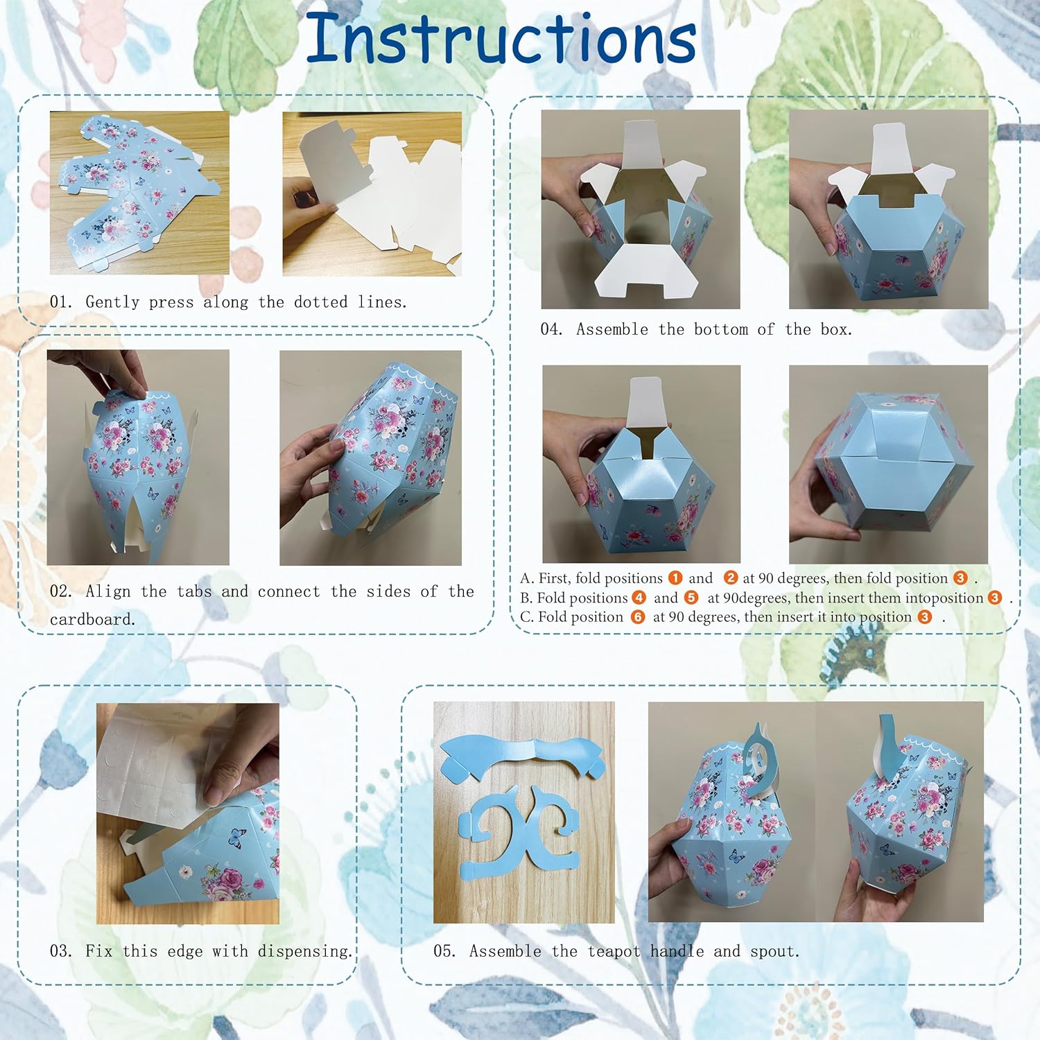 12 Pcs Tea Party Decorations, Flower Boxes Centerpiece Floral Teapot Vase Table Decor with 24 Pcs Butterflies for Birthday Baby Shower Bridal Wedding Princess Tea Party Decorations Supplies