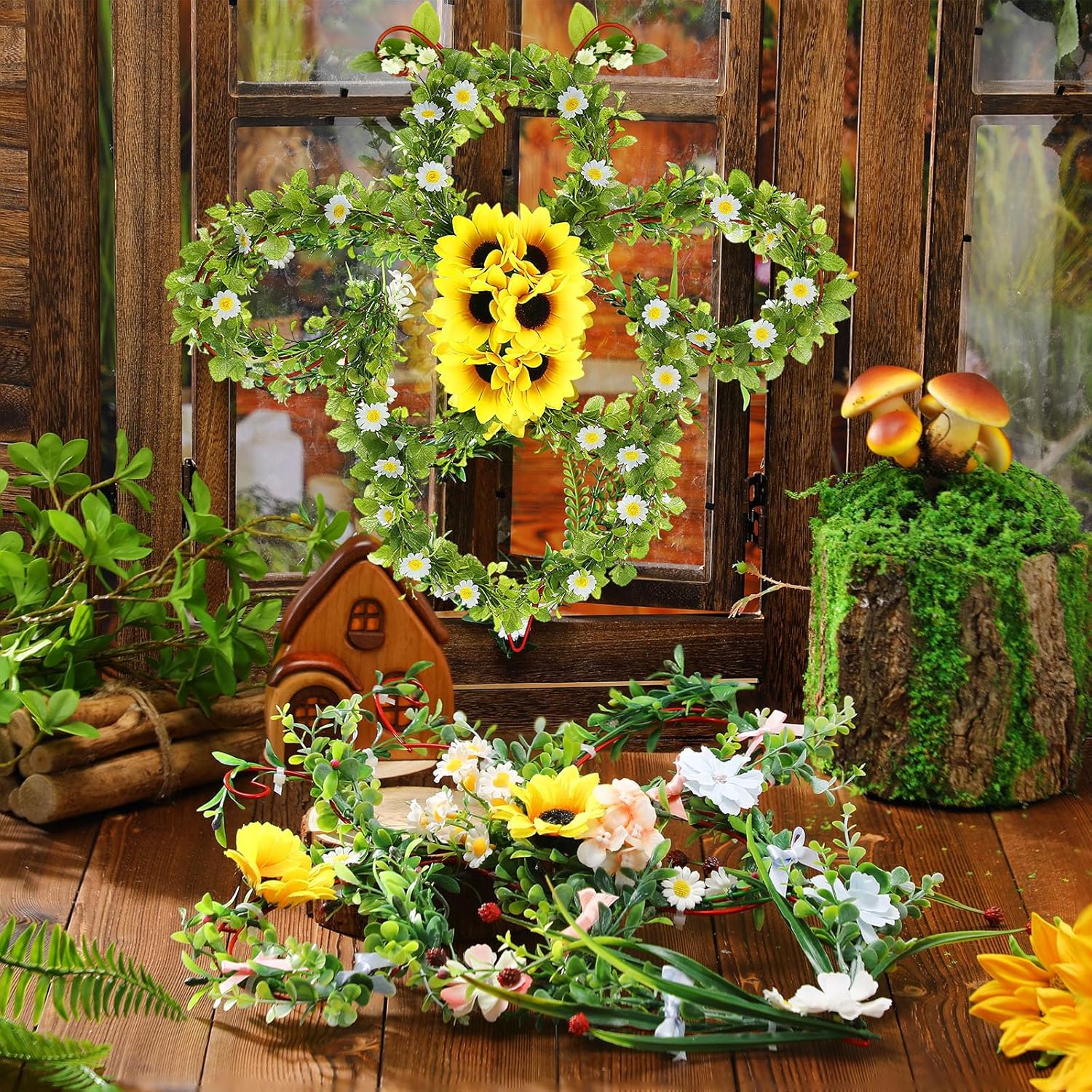 6 Pack Spring Wreath 15.75 Inch Bee Wire Wreath Metal Frame Bee Shaped Garland Metal Frame Spring Honeybee Festival DIY Craft Wire Base for Home Farmhouse Door Wall Garden Decor