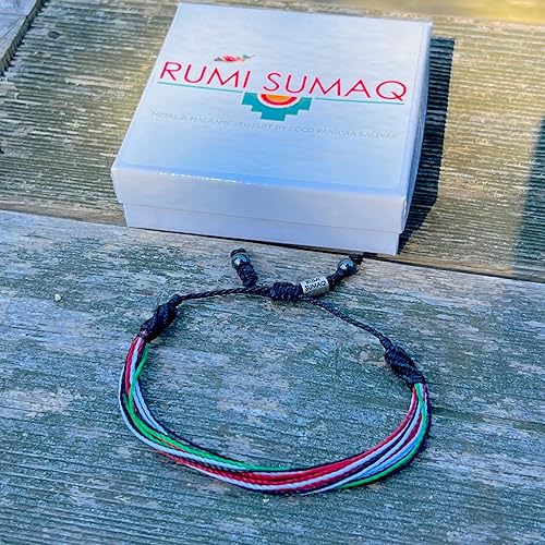 Vista 164 de Rumi Sumaq Pulseras con lazo de bandera del orgullo y el país, macramé tejida anudada a mano, cola de pez y trenzada, pulseras unisex ajustables