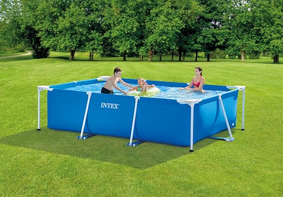 Intex 28272EH 9ft 10in X 6ft 6in X 29 1/2in Rectangular Frame Above Ground Swimming Pool, Blue