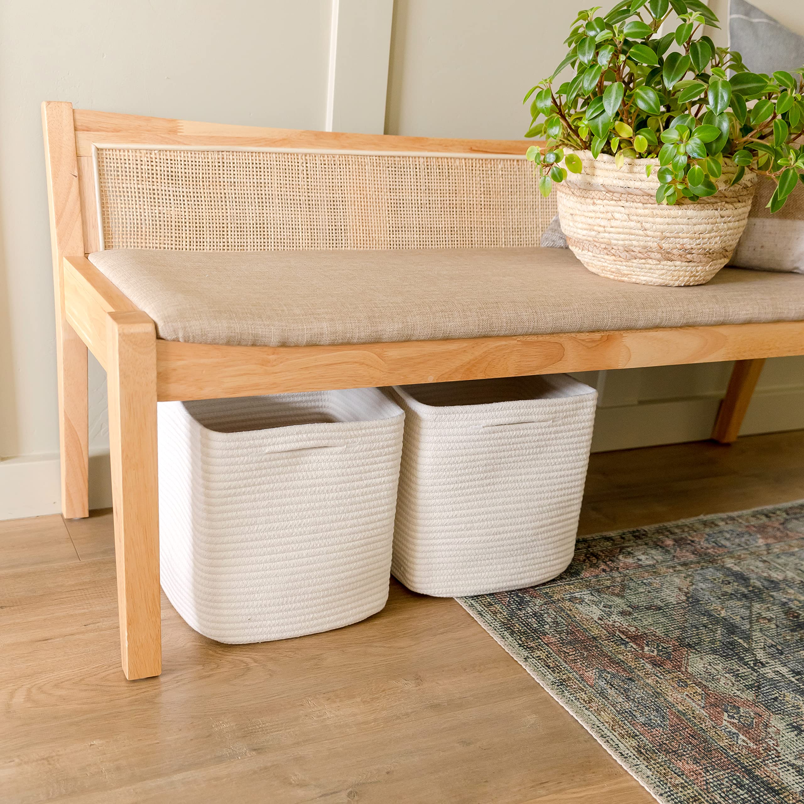 NaturalCozy Cubos de almacenamiento de 28 cm, cestas tejidas de cuerda de algodón, paquete de 3, almacenamiento, estantes, aula, juguetes para niños, armario, guardería