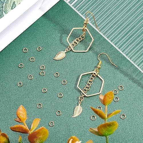 Miniatura 6 de NBEADS Alrededor de 500 anillos de salto de oro de 0.157 pulgadas, anillos abiertos de acero inoxidable 304, anillos de conexión chapados en oro