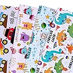 PlandRichW Birthday Wrapping Paper for Boys,Baby,Kids.Gift Wrapping Paper Includes Dinosaur Monster Truck Astronaut 4 Cute styles for Baby Shower Party Holiday.12 Sheets Folded Flat 20 X 29