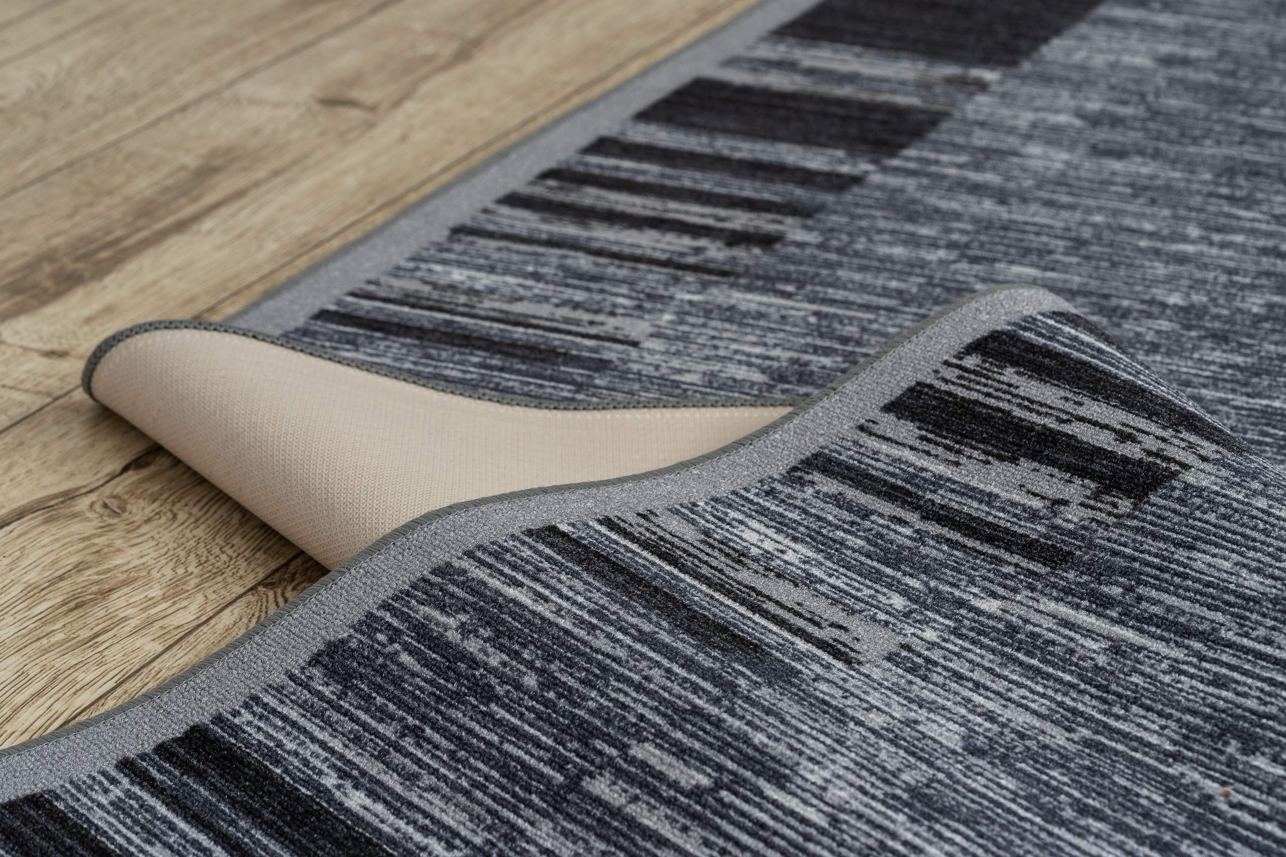 rugsx Tapis de Couloir Adagio Gris - Antidérapant, Moderne et Durable, idéal pour la Cuisine, Le Hall et Le Couloir, 100x300 cm
