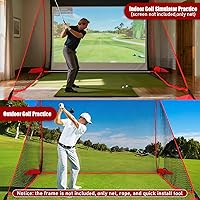Vista 5 de TOBWOLF Golf Hitting Net, 10 x 7ft Heavy Duty Golf Practice Net for Garage with Sandbags, Training Net Fit Indoor Golf Simulator Outdoor Backyard
