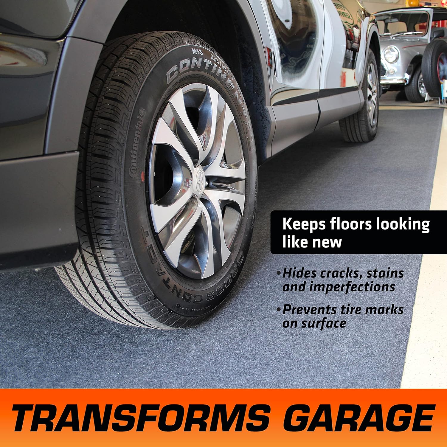 Armor All Original XL Garage Floor Mat, (22' x 8'10"), (Includes Double Sided Tape), Protects Surfaces, Transforms Garage - Absorbent/Waterproof/Durable (USA Made) (Charcoal) : Automotive