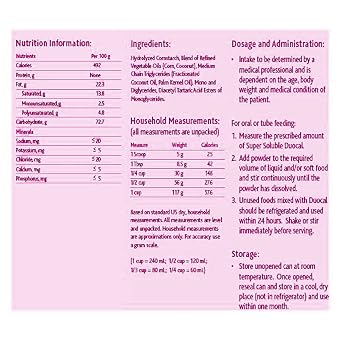 Duocal Nutricia High Calorie Super Soluble Powder - Support Supplement - Energy with Dual Source of Carbohydrate & Fat - Dairy-Free - Unflavored, 14.1 oz (Case of 6)