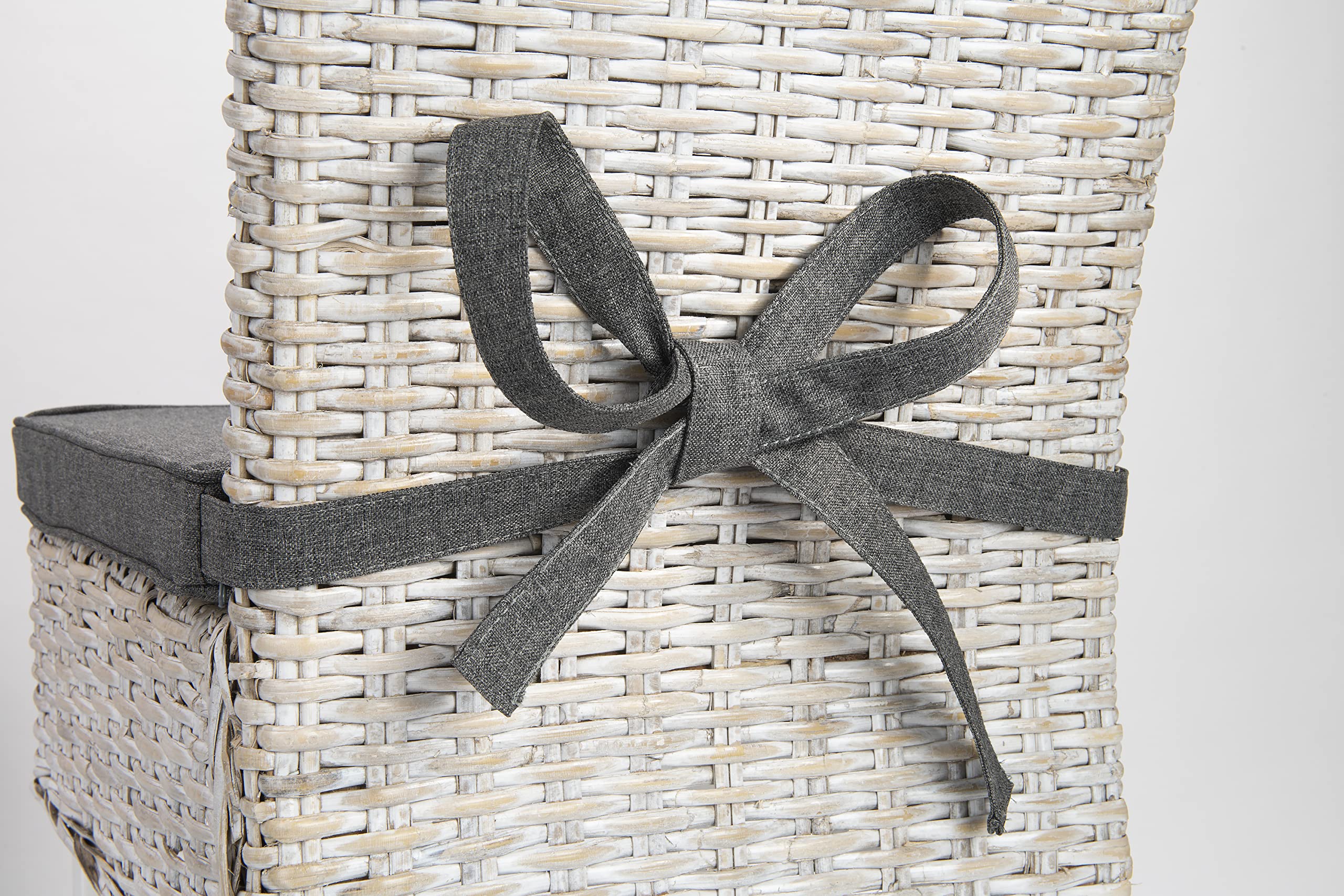sunnypillow 4er Set Stuhlkissen 40 x 45 x 5cm | Polsterauflage Auflage für Stühle/Rattanstühle | Stuhlauflage mit Schleifenbändern | Indoor/Outdoor | Anthrazit |