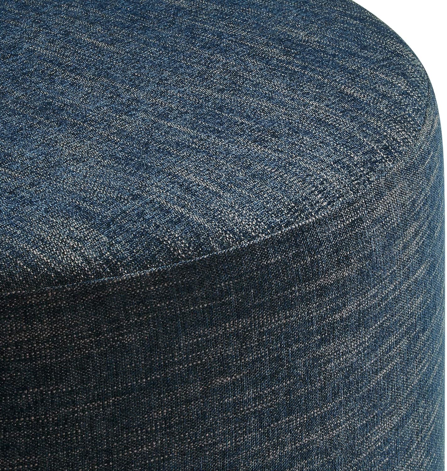 Modway Callum 29 Inch Round Ottoman in Heathered Weave Azure - Heathered Woven Fabric - Versatile Upholstered Coffee Table and Footrest - Couch Ottoman - Living Room Accent Table