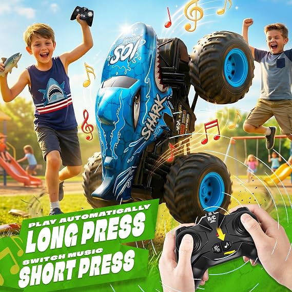 BEZGAR Monster Truck Toys, 1:20 Remote Control Car with Light & Music