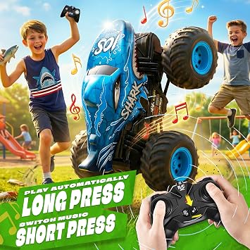 BEZGAR Monster Truck Toys, 1:20 Remote Control Car with Light & Music