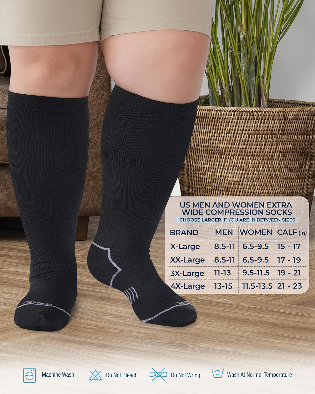 Pembrook Plus Size Compression Socks for Women Wide Calf - 3 Pairs, 20-30mmHg Extra Wide Calf Compression Socks, Up to 4XL - Image 6