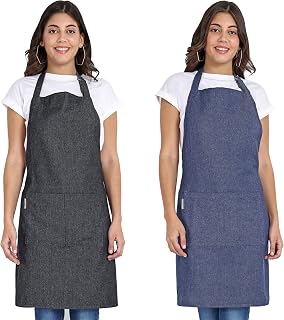 Mellow Buff Chef Apron, Recycled Cotton Kitchen Apron with an Adjustable Neck with Long Ties, for cooking, baking