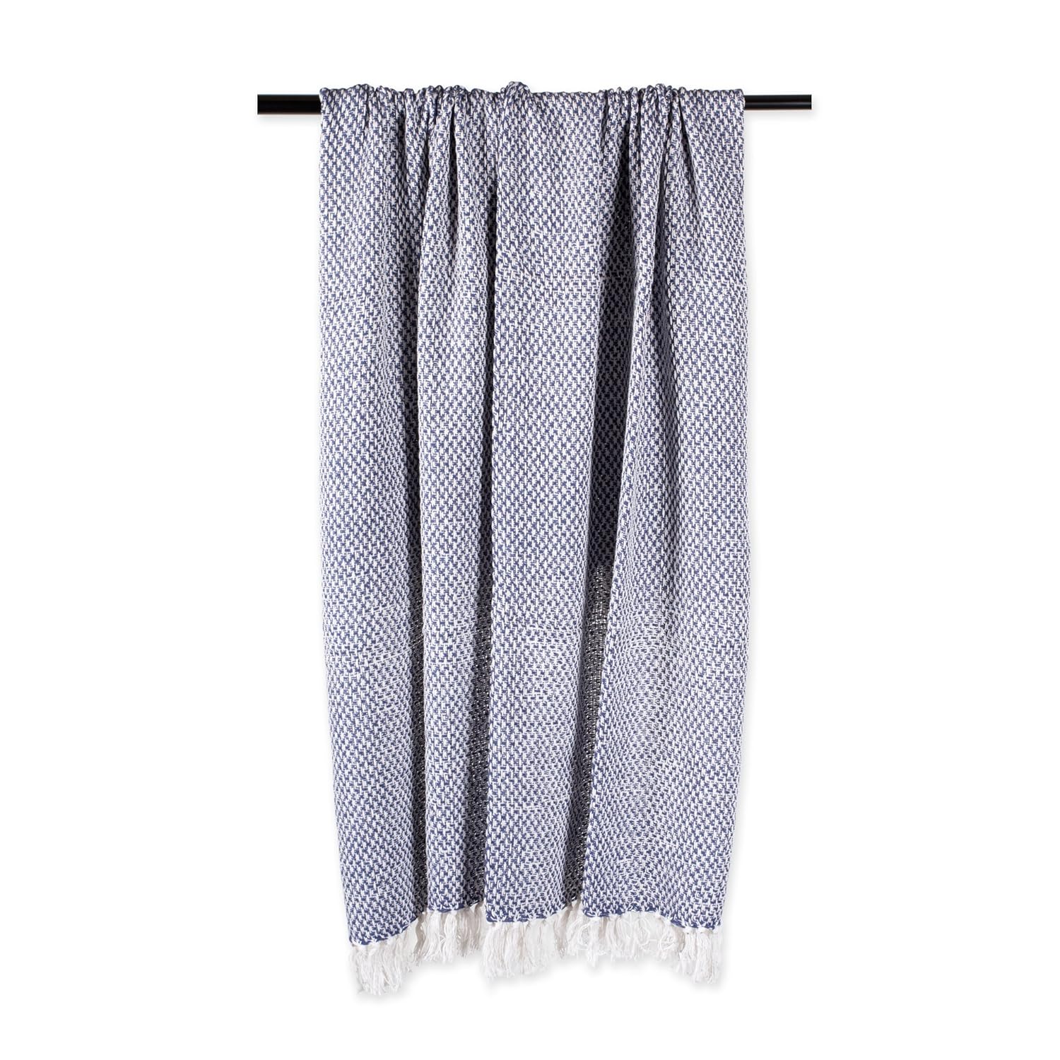 Authentic DII 100% Cotton Basket Weave Throw for Indoor/Outdoor Use Camping Bbq's Beaches Everyday Blanket, 50 x 60, Woven Stripe highlighting its handcrafted details