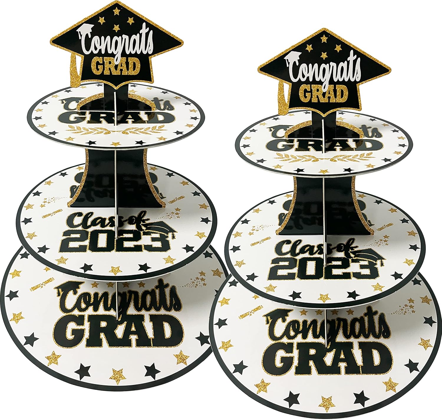 2 Set Graduation Cupcake Stand, 3 Tier Cupcake Holder Tower Cake Stand Dessert