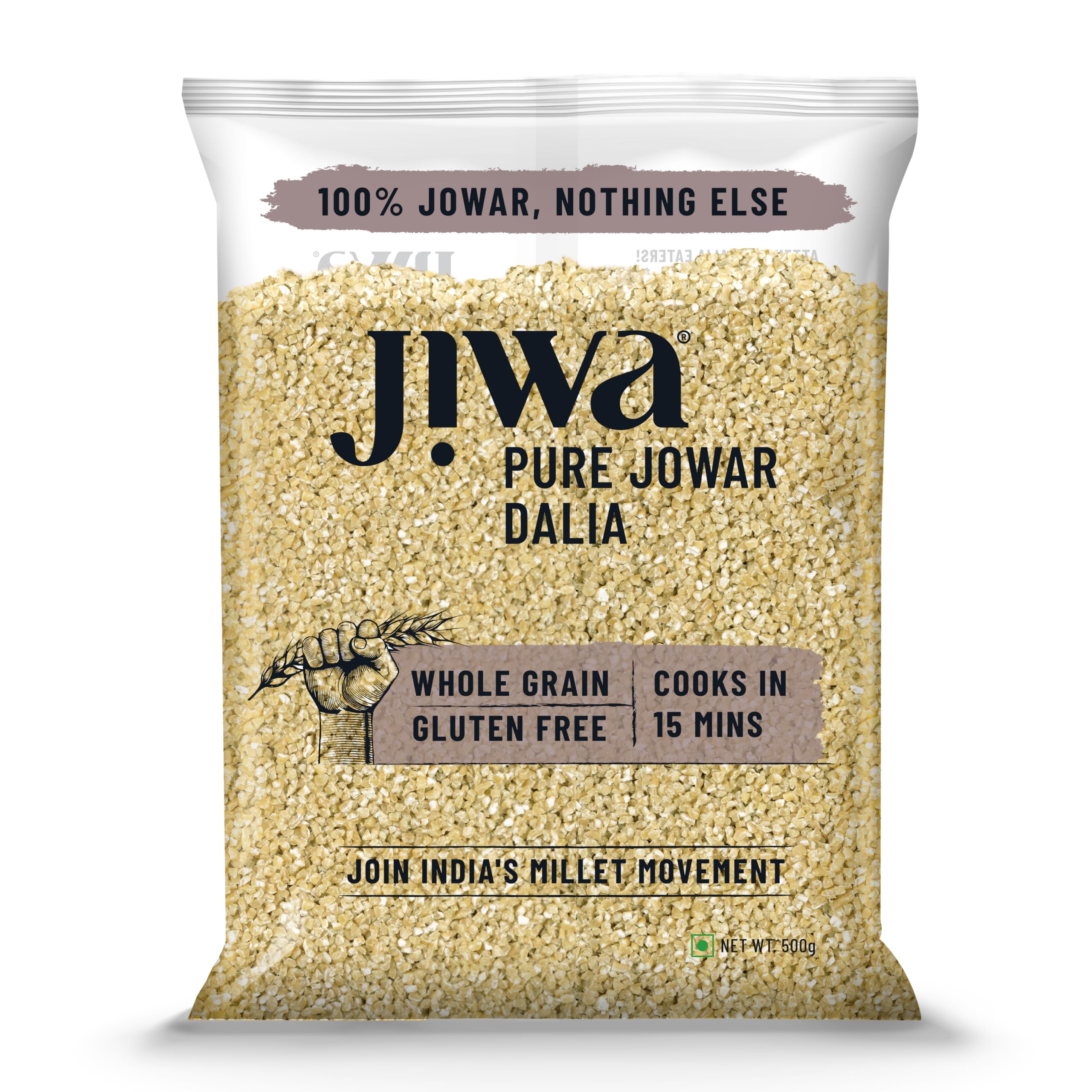 Jiwa Pure Jowar Dalia | Cooks In 15 Minutes | Millet | Broken Sorghum/Jonna Daliya | Gluten Free | 500 g