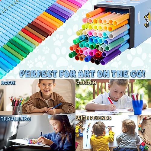 Miniatura 5 de Bluey Bolígrafos para colorear para niños, juego de 48 piezas para colorear para niños, suministros de arte, bolígrafos de punta de fieltro,