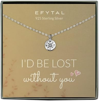 Dainty Sterling Silver Compass Necklace 