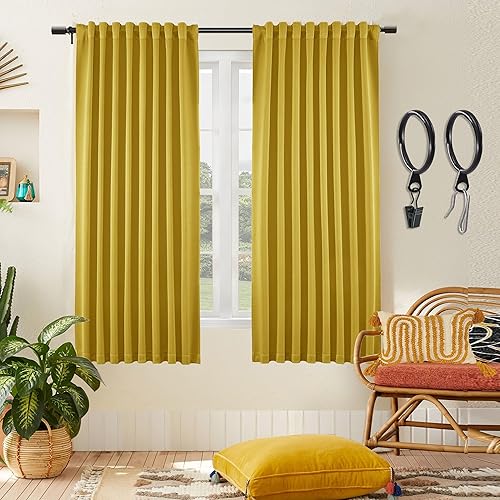 Miniatura 82 de SHINELAND Cortinas opacas de 102 pulgadas para sala de estar, cortinas opacas con pestaña trasera de 102 pulgadas de largo para dormitorio, Crema