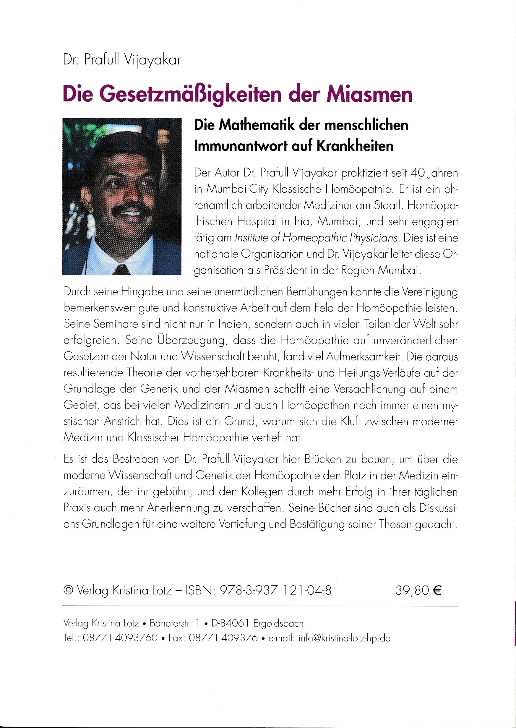 Die Gesetzmässigkeiten der Miasmen: Die Mathematik der menschlichen Immunabwehr auf Krankheiten
