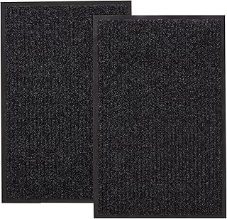 Lifewit Durable 2 Pack Indoor Door Mat Traps Dirt Non Slip Low-Profile Welcome Mat for Entryway, Front Door, Porch Area, P...