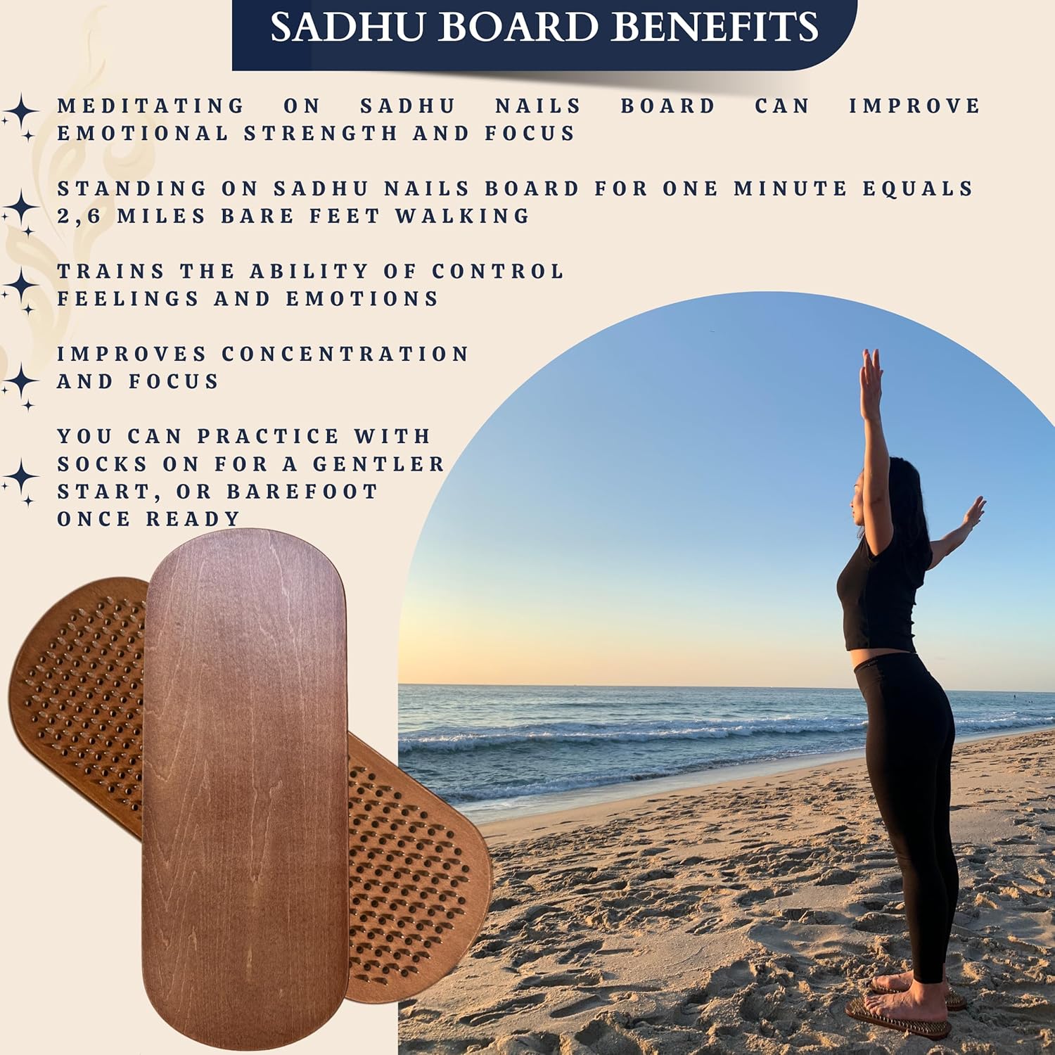 TENGRY Sadhu Board, Special Aluminum Nails, 0,47 In (12 mm), for Advanced, Light Compact Foot Board, Wooden Nail Boards for Feet, Nail Board, Yoga Gift