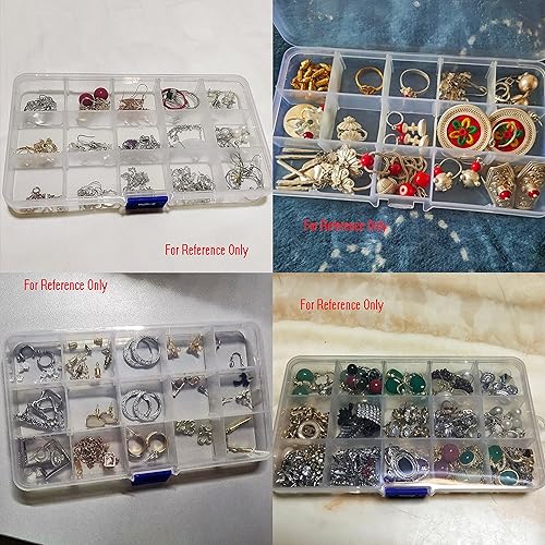 Miniatura 17 de Xiaoyztan Organizador de plástico transparente de 8 rejillas con divisores ajustables, joyero de almacenamiento de cuentas para piezas pequeñas