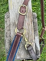 Vista 9 de Leaders - Cabestro de cuero de 3/4 pulgadas para caballos con placa de identificación grabada personalizada, halter de cuero con placa de nombre