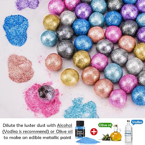 Vista 53 de NiHealth - Polvo comestible con purpurina brillante, polvo metálico, decoración de alimentos, espolvorear polvo brillante para bebidas, vino