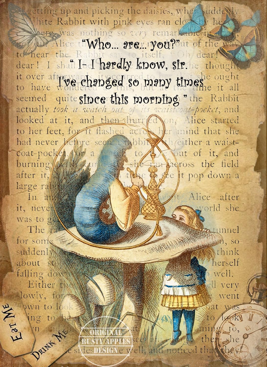 Alice In Wonderland Caterpillar Quotes Alice In Wonderland Kookah The Caterpillar Quote – Vintage - Style Metal  Sign – 3 Sizes To Choose – Home Decor – Unique Gift (8” X 6” 200 X 150 Mm)  : Amazon.co.uk: Home & Kitchen