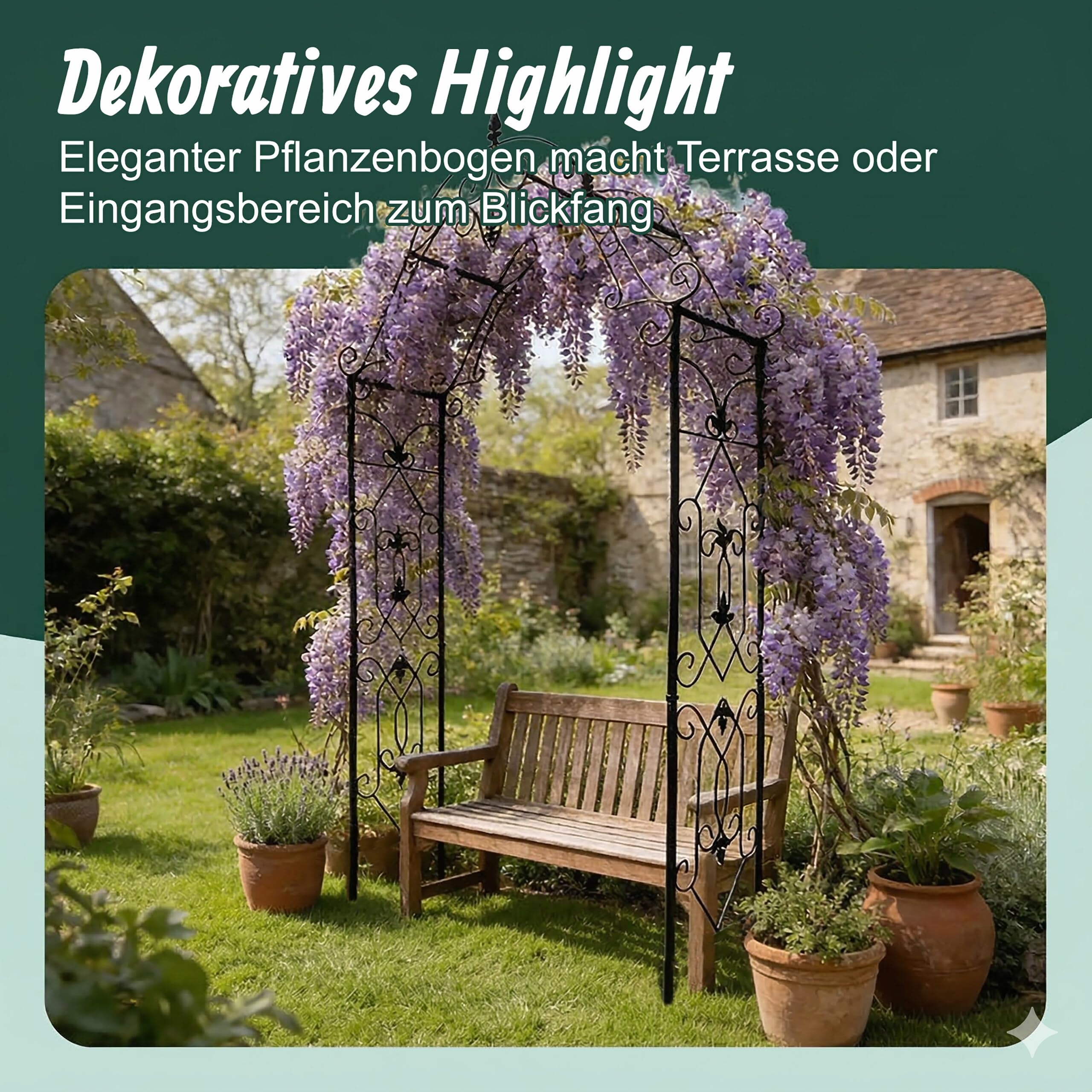 Relaxdays Rosenbogen, Metall, Torbogen Garten, HxBxT: 250 x 130 x 40 cm, Stabiler Rankbogen für Kletterpflanzen, schwarz
