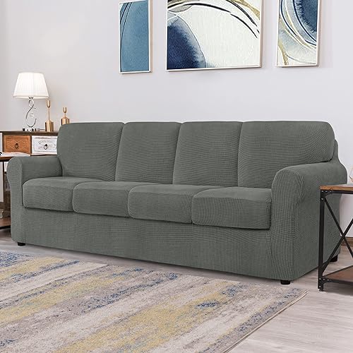 Vista 410 de CHUN YI - Funda elástica para sillón (3 piezas), funda para sofá de 1 plaza con un respaldo y cojín separado con banda elástica, tela jacquard