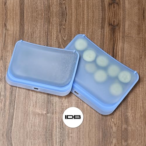 Miniatura 6 de Dorence 3 bolsas de almacenamiento de silicona reutilizables, color azul, 3 bolsas de almacenamiento de alimentos de silicona con cierre de presión,