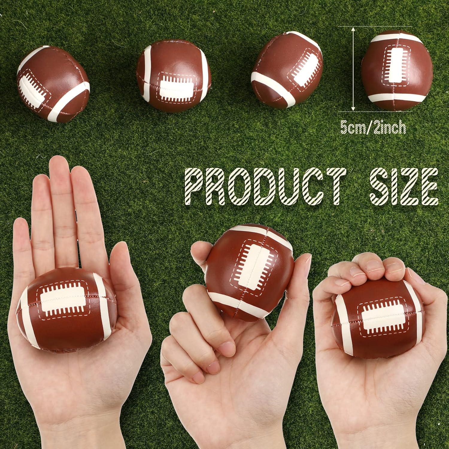 Vinsot 50 Pcs Mini Footballs Bulk 2 Inch Leather Foam Stress Ball Football Party Favor for Kids Birthday Homecoming Game Carnival School Reward Supplies Gift Goodie Bags Stuffers - Image 2