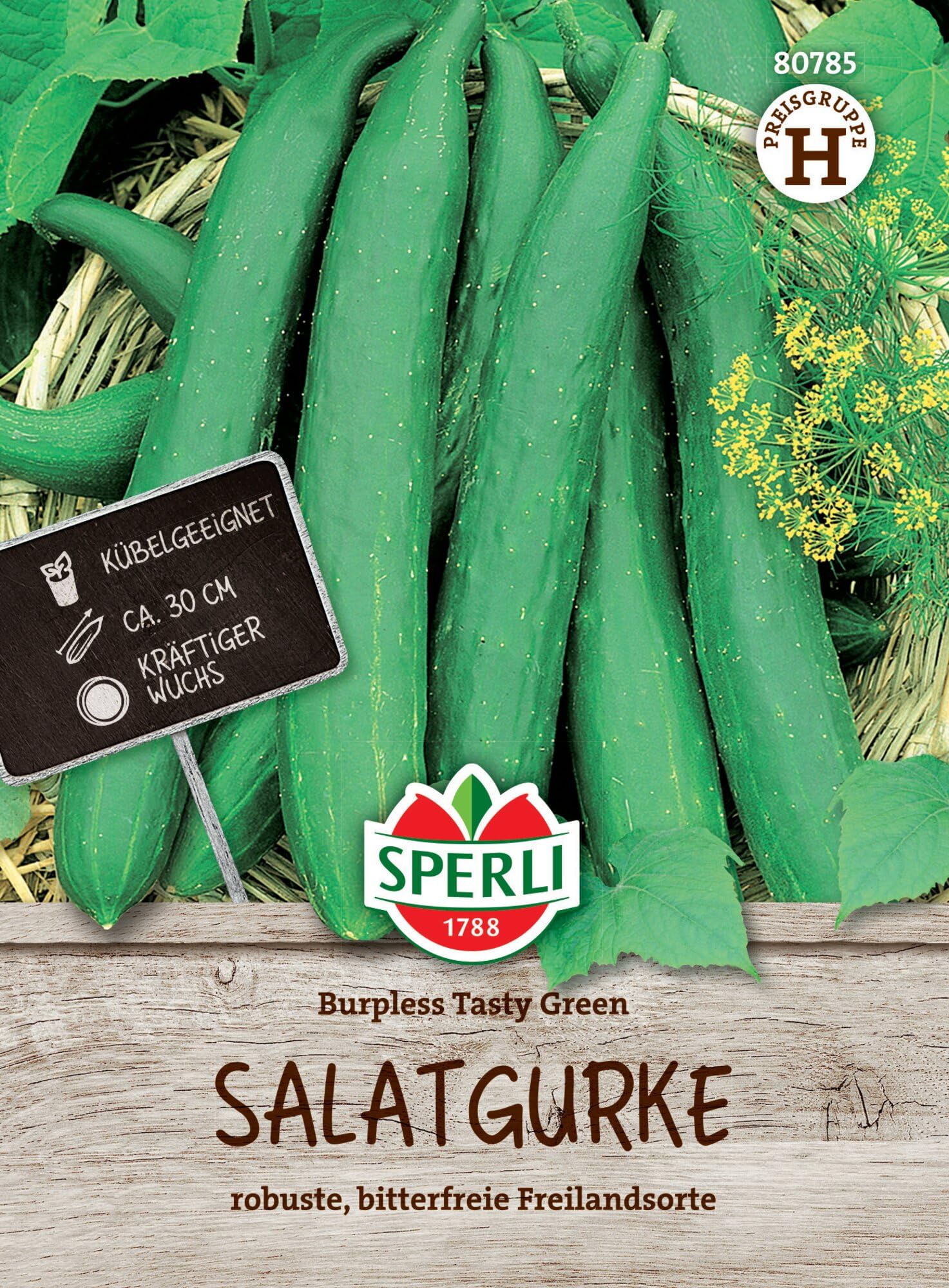 Sperli Salatgurkensamen Burpless Tasty Green, F1 80785 - Robust - Bitterfrei - Ertragreich - Inhalt für 20 Pflanzen - Saatgut, Samen Gemüse, Gemüsesamen