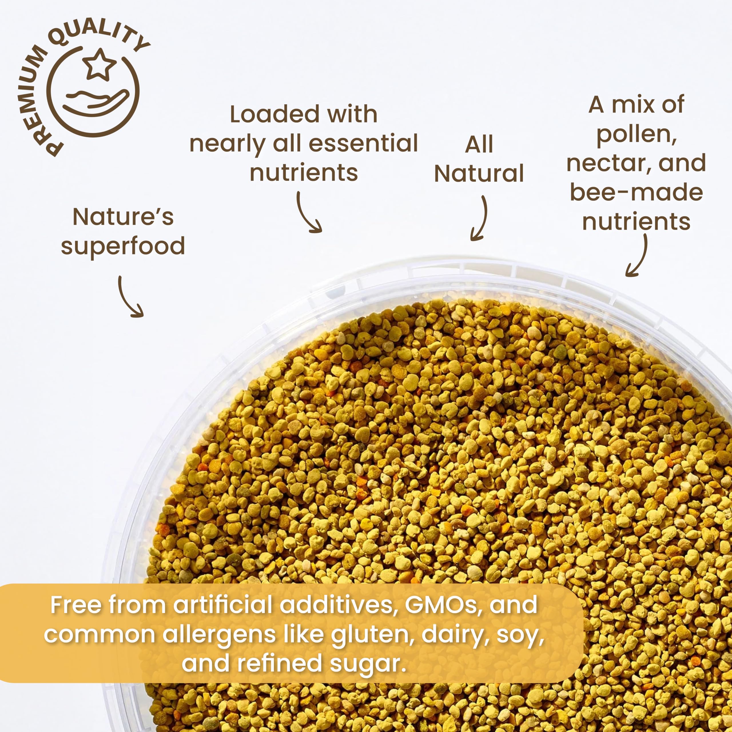 Earthbreath Granulato per api, puri, grezzi, naturali, per un sostegno immunitario sano, privo di additivi artificiali (1,5 kg)