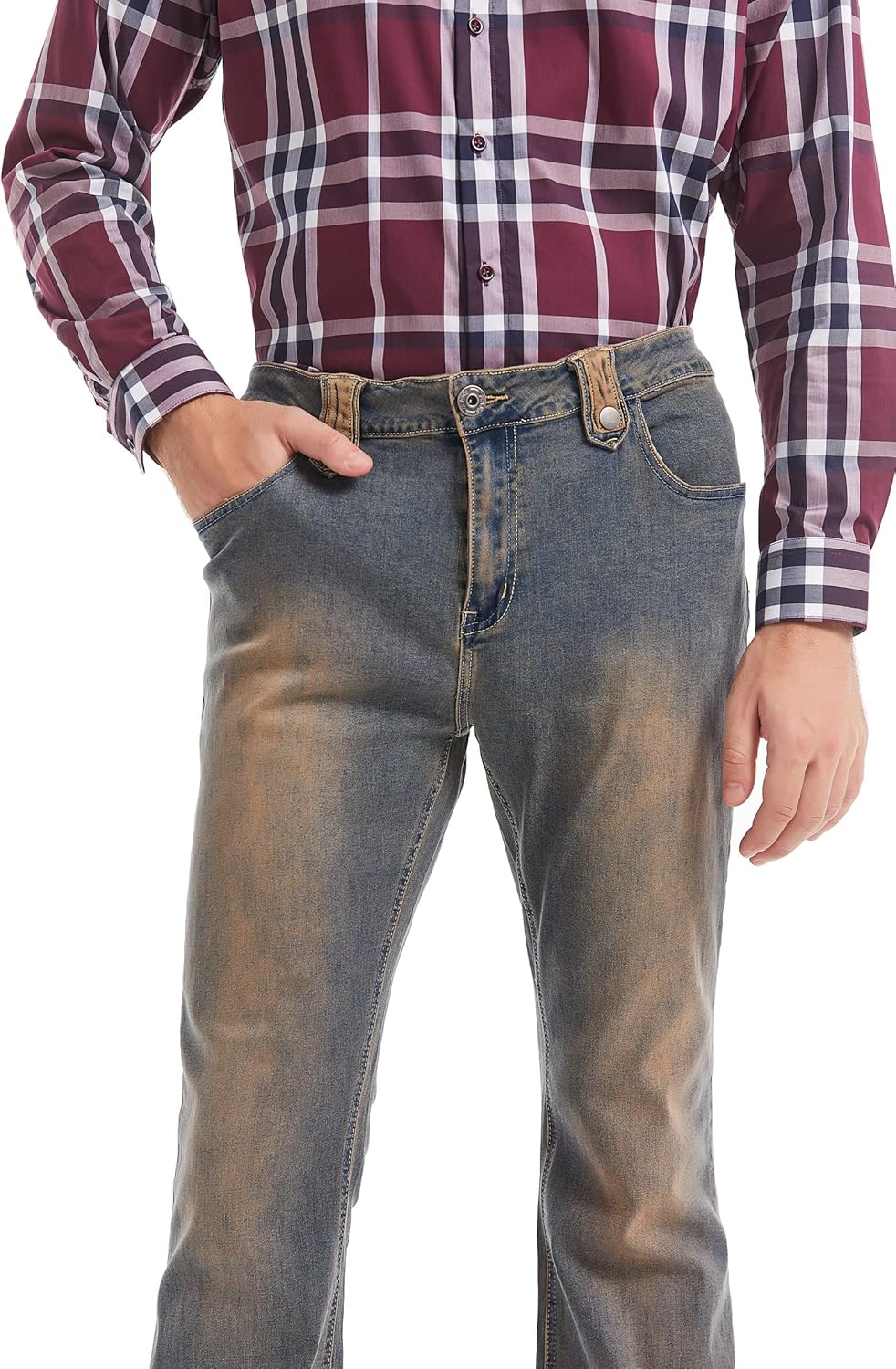 Wbestwind 70s Disco Pants for Men Relaxed Stretch 60s 70sBell Bottom Fit Comfort Flared Retro Leg Denim Vintage Jeans - Image 4