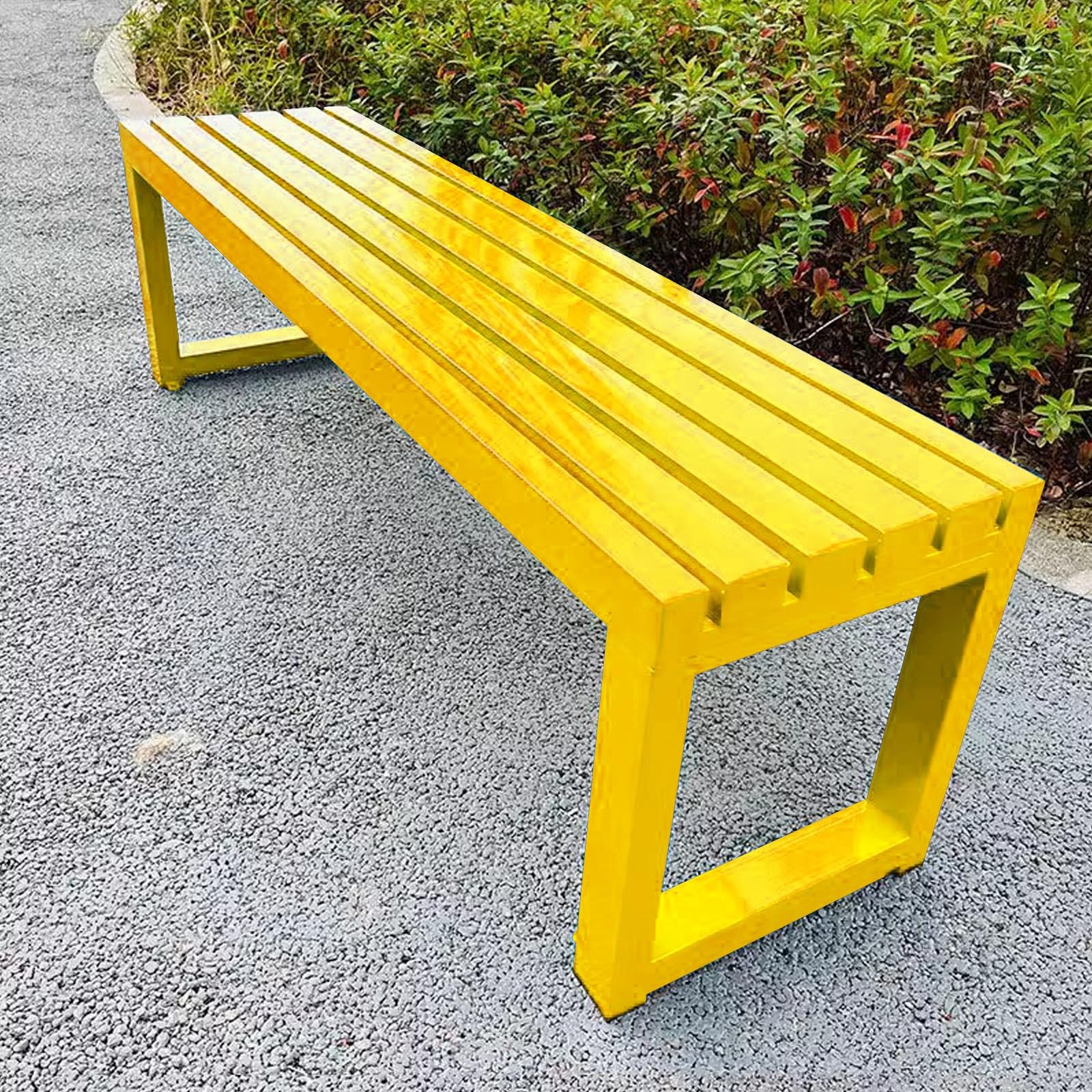 Banc de jardin en métal fini la rouille assise robuste 300 kg jaune 100 cm