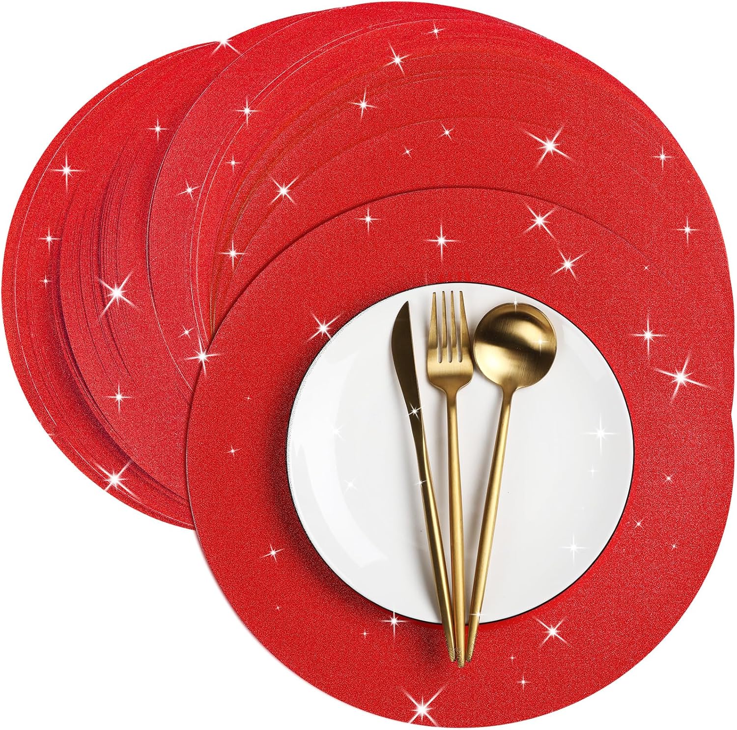 Patelai Glitter Paper Placemats 13 Inch Christmas Shiny