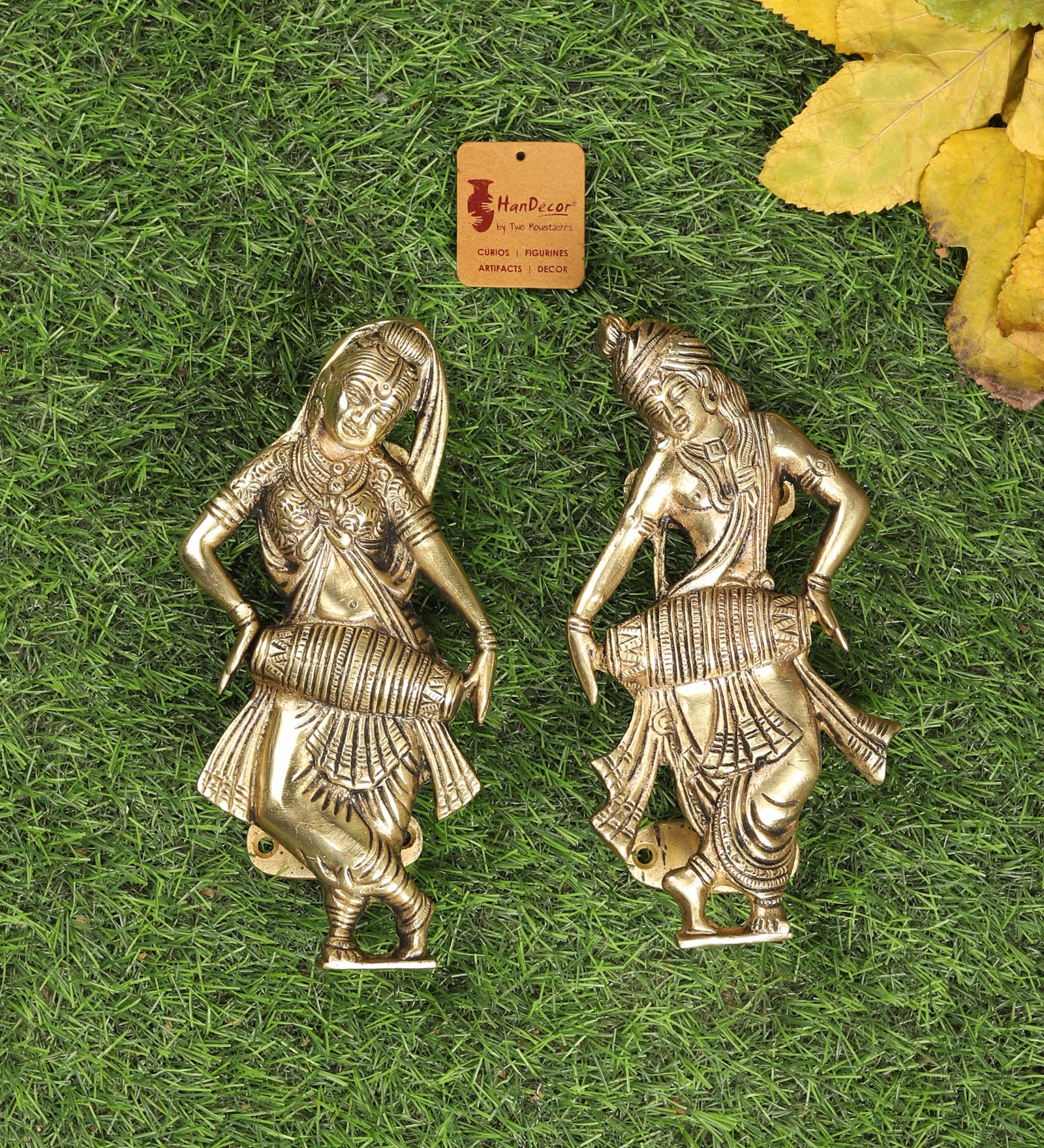 Two Moustaches Radha Krishna Playing Dholak Brass Door Pull Handle Pair (Antique White,Standard) (B091796QSR) Amazon Price History, Amazon Price Tracker